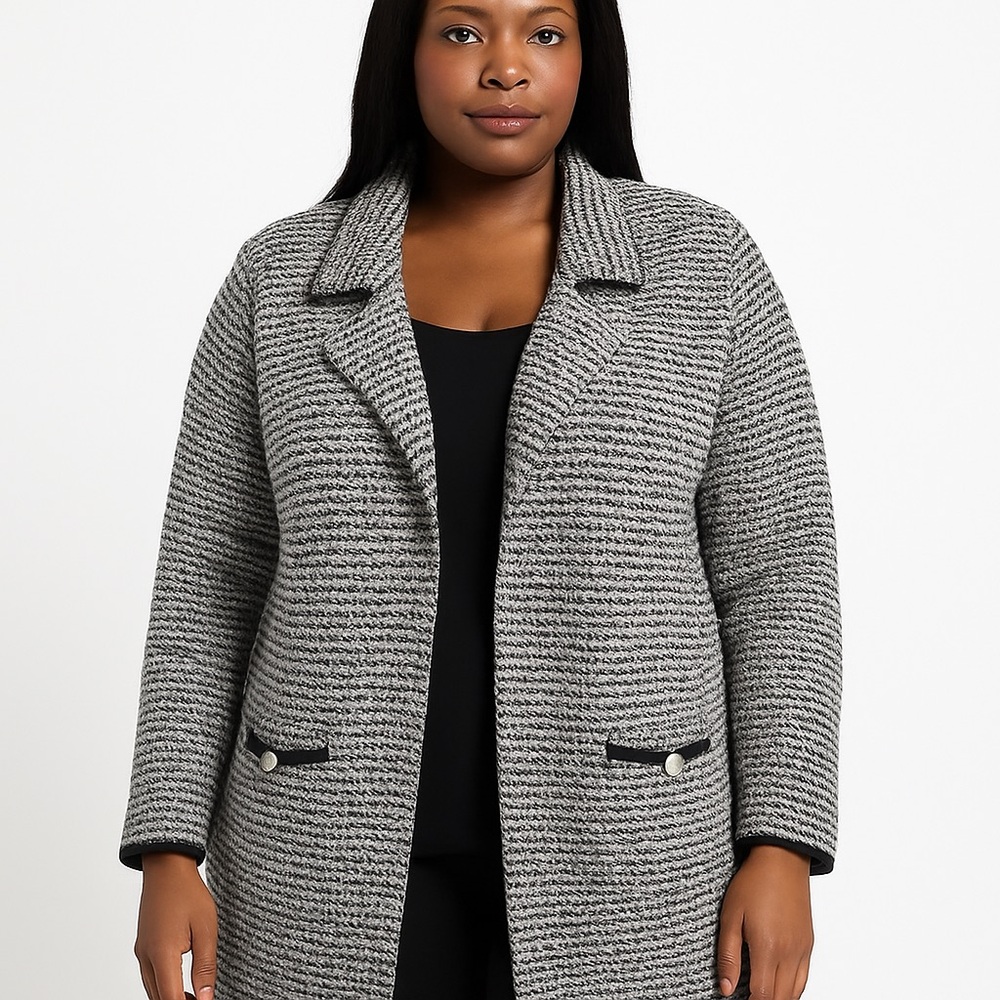ADRIENNE VITTADINI‎ Black and Gray Pea Coat Size 3X